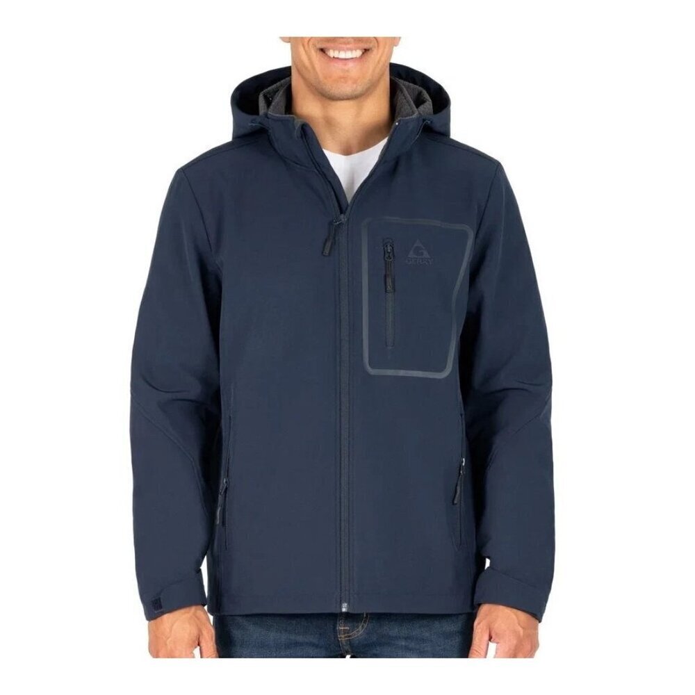 NWOT Gerry Men's XL Navy Hooded Soft Shell Fleece Lined Jacket